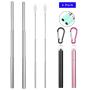 2 Pack Metal Straws Reusable Collapsible Drinking Straw Handy Telescopic Stainless Steel Eco-Friendly Drink Straws,Black/Pink