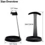 Avantree Metal & Silicone Headphone Stand Hanger with Cable Holder, Black Desk Earphone Mount Rack for Sennheiser, Sony, Bose, Beats Gaming Headset Display, Fancy Music Studio Accessories - HS102