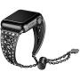 Secbolt Bling Metal Bands Compatible with Apple Watch Band 38mm 40mm iwatch SE Series 6/5/4/3/2/1, Dressy Jewelry Diamond Cuff Bracelet Bangle Wristband Women, Black