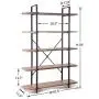 Homissue 5-Tier Bookcase, Vintage Industrial Wood and Metal Bookshelves for Home and Office Organizer, Retro Brown Homissue 5-Tier Bookcase, Vintage Industrial Wood and Metal Bookshelves for Home and Office Organizer, Retro Brown