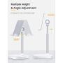 Cell Phone Stand,Angle Height Adjustable LISEN Cell Phone Stand for Desk,Thick Case Friendly Phone Holder Stand for Desk, Compatible with All Mobile Phones-White