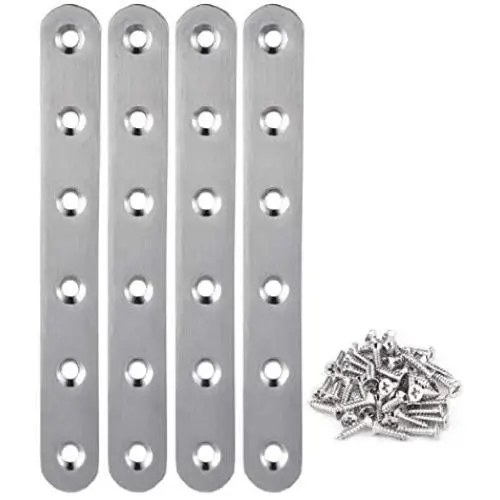 Straight Brace, Ouioui 4 Pieces Stainless Steel Flat Brace (6.18 x 0.78 inch, 157 x 20mm) Braces Joining Plate Connector Support Bracket for Shelves Cabinets Wood Furniture, 24 Pieces Screws Included Straight Brace, Ouioui 4 Pieces Stainless Steel Flat Brace (6.18 x 0.78 inch, 157 x 20mm) Braces Joining Plate Connector Support Bracket for Shelves Cabinets Wood Furniture, 24 Pieces Screws Included
