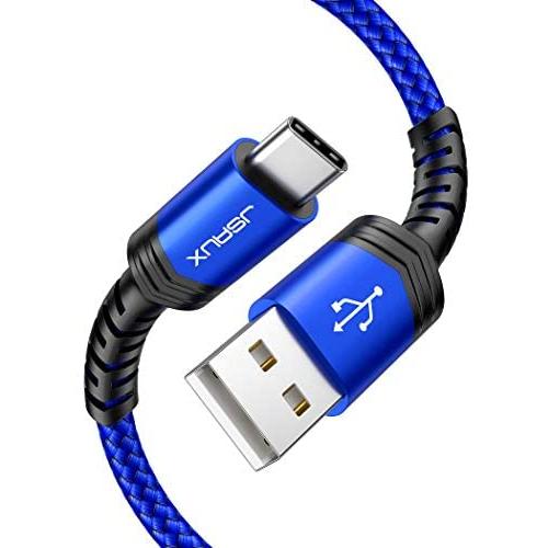 USB Type C Cable 3A Fast Charging [2-Pack 3.3ft], JSAUX USB-A to USB-C Charge Braided Cord Compatible with Samsung Galaxy S10 S9 S8 S20 Plus A51 A11,Note 10 9 8, PS5 Controller, USB C Charger(Blue)