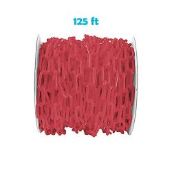 Houseables Red Plastic Chain, Temporary Safety Barrier, 124 Foot, 2'' Links, Light Weight, UV Protected, Accessory for Crowd Control, Queue Line, Decoration, Chains Link Fence, Barricade, Portable Rope