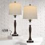 BOBOMOMO USB Metal Crystal Table Lamp 28 Set of 2 Modern Living Room Bedroom Nightstand Desk Lamp(Brown)