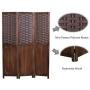 COZAYH 3 Panel 67” Paulownia Wood Screen Room Divider, Folding Room Partitions, Freestanding Privacy Screen w/Hand-Woven Polymer Rattan, Room Separator, Divider Wall