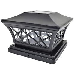 iGlow 8 Pack Black 6 x 6 Solar Post Light SMD LED Deck Cap Square Fence Outdoor Garden Landscape PVC Vinyl Wood