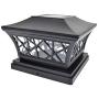 iGlow 8 Pack Black 6 x 6 Solar Post Light SMD LED Deck Cap Square Fence Outdoor Garden Landscape PVC Vinyl Wood