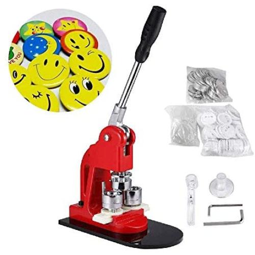 IRONWALLS Button Maker Machine 1’’ Inch 25mm Button Badge Maker Punch Press Machine with 1000 Pcs Button Parts Circle Cutter