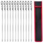 Unves Kabob Skewers, 17'' Reusable Flat Metal Skewers for Grilling, Stainless Steel Grill BBQ Skewers Wide Shish Kabob Sticks for Shrimp Meat Chicken Vegetable, 10 Pack
