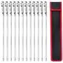 Unves Kabob Skewers, 17'' Reusable Flat Metal Skewers for Grilling, Stainless Steel Grill BBQ Skewers Wide Shish Kabob Sticks for Shrimp Meat Chicken Vegetable, 10 Pack
