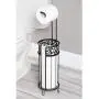 mDesign Metal Freestanding Toilet Paper Roll Holder Stand and Dispenser with Storage for 3 Rolls of Reserve Toilet Tissue - for Bathroom Storage Organizing - Holds Mega Rolls, Floral Pattern - Black mDesign Metal Freestanding Toilet Paper Roll Holder Stand and Dispenser with Storage for 3 Rolls of Reserve Toilet Tissue - for Bathroom Storage Organizing - Holds Mega Rolls, Floral Pattern - Black
