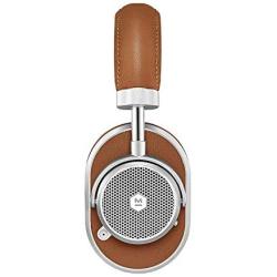 Master & Dynamic MW65 Active Noise-Cancelling (Anc) Wireless Headphones – Bluetooth Over-Ear Headphones with Mic, Silver Metal/ Brown Leather