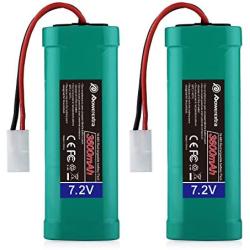 Magolin 7.2V 3600mAh 2Pack High Capacity 6-Cell NiMH Battery Packs with Standard Tamiya Connectors Compatiable with RC Cars, RC Truck, RC Airplane, RC Helicopter, RC Boat etc.