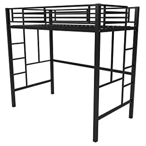 Your Zone Metal Loft Twin Bed by SuperIndoor (Single, Black) (Twin, Black) Your Zone Metal Loft Twin Bed by SuperIndoor (Single, Black) (Twin, Black)