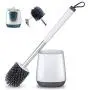 POPTEN Toilet Bowl Cleaning Brush and Holder Set for Bathroom Storage and Organization, Deep-Cleaning Toilet Bowl Cleaner Brush with Holder Anti-Rust Handle & TPR Soft Bristle,Floor Standing White