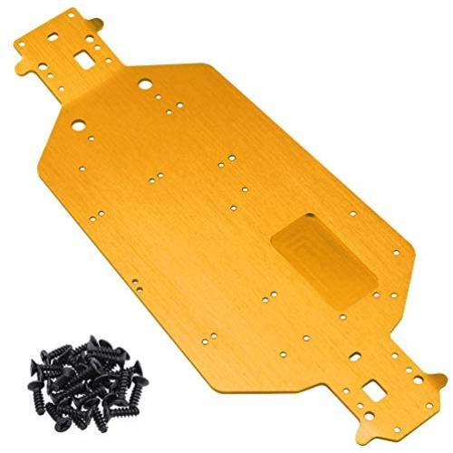 Hobbypark 04001 Metal Aluminum Chassis Plate for RC Electric 1/10 Redcat Volcano EPX Exceed Infinitive Rally Monster Truck Off Road Buggy Upgrade Parts (Gold Yellow)