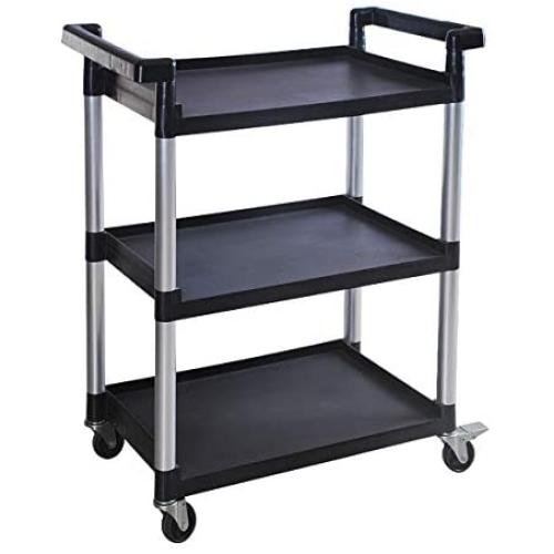 MaxWorks 80774 3-Shelf Utility Plastic Cart with Wheels-225 Lbs Maximum Capacity