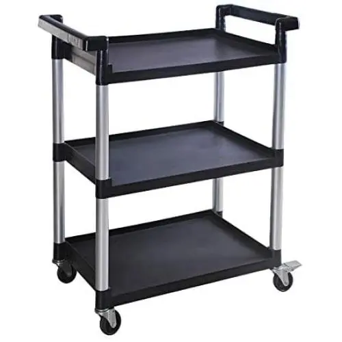 MaxWorks 80774 3-Shelf Utility Plastic Cart with Wheels-225 Lbs Maximum Capacity MaxWorks 80774 3-Shelf Utility Plastic Cart with Wheels-225 Lbs Maximum Capacity