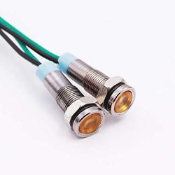 mxuteuk 2 Pcs 110V-220V 6mm 1/4'' LED Metal Indicator Light Waterproof Signal Lamp with Wire for Car Truck Boat M6-110P-Y