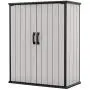 Keter Premier Tall Resin Outdoor Storage Shed with Shelving Brackets for Patio Furniture, Pool Accessories, and Bikes, Grey & Black Keter Premier Tall Resin Outdoor Storage Shed with Shelving Brackets for Patio Furniture, Pool Accessories, and Bikes, Grey & Black