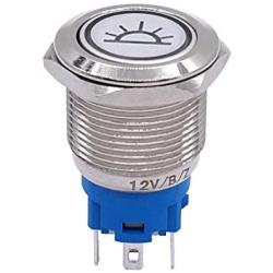 Taiss 12V 19mm Blue LED Illuminated Car Interior Push Button Switch 1NO 1NC 3/4'' Mounting Hole Latching Type Silver Stainless Steel Metal Toggle Switch For Car Boat Part Modification TL19-BD-Bu