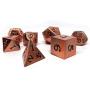 Legendary Copper Metal Polyhedral Dice Set with Black Signature Font - 7 Piece Collection
