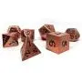 Legendary Copper Metal Polyhedral Dice Set with Black Signature Font - 7 Piece Collection