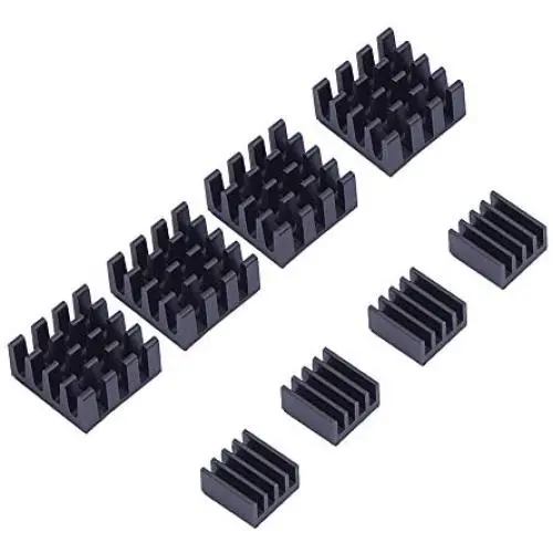 Mudder 8 Piece Black Aluminum Heatsink Cooler Cooling Kit for Raspberry Pi 3, Pi 2, Pi Model B+ Mudder 8 Piece Black Aluminum Heatsink Cooler Cooling Kit for Raspberry Pi 3, Pi 2, Pi Model B+