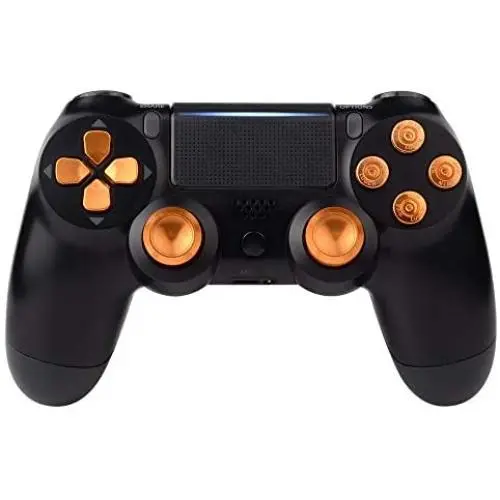 eXtremeRate Gold Metal Buttons for Playstation 4 Controller, Aluminum Analog Thumbsticks & Bullet Buttons & D-pad Replacements Kits for PS4 Slim Pro Controller eXtremeRate Gold Metal Buttons for Playstation 4 Controller, Aluminum Analog Thumbsticks & Bullet Buttons & D-pad Replacements Kits for PS4 Slim Pro Controller