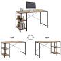 Linsy Home 47 Inch Rectangle Computer Desk with Shelves, Simple Style Reversible Desk with Adjustable Storage Bookshelf Writing Laptop Study Table for Home Office, Wood and Metal Frame