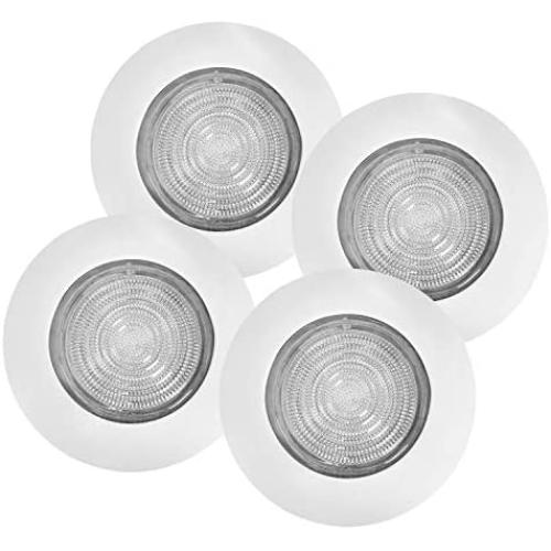 [4-Pack] 6'' White Metal Shower Trim with Fresnel Glass Lens - for Wet Locations - for 6'' Recessed Can Lights - UL Listed (White-Fresnel (4-Pack))