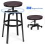 COSTWAY Counter Height Bar Stools, Set of 2, Swivel Adjustable, Round Top Pub Bistro Kitchen Dining Side Chair Metal Barstools with Footrest