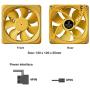 Vetroo DF120 120mm Case Fan White LED Lighting PC Cooling Fan W/Yellow Fan Frame for Radiator/CPU Cooler/Computer Case