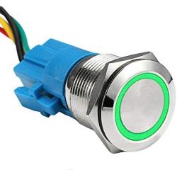 ESUPPORT Stainless Steel 19mm 12V 5A Car Green Light Angel Eye Metal Push Button Switch Socket