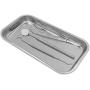 Dukal Stainless Steel Instrument Trays with Strap Handle 8.5'' x 3'' x 1.5''. Catheter Trays Organizer Holder with Lid 8 1/2'' x 3'' x 1 1/2''. Surgical Dental Procedure Tray. Steel Dish with Lid.