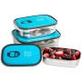 Leak Proof Bento Lunch Box Set | Reusable 3 Pack | Nesting Stainless Steel Metal Storage Food Containers for Men Women or Kids ●BPA Free● Work / School LunchesStainless Durable Sandwich Box (Blue)
