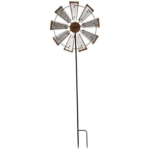 Glitzhome 68.5'' H Galvanized Windmill Yard Stake Outdoor Metal Stick Art Ornament Decor Indoor Wall Signs Rustic Decor for Lawn Yard Patio