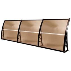 MCombo 40''×120'' Window Awning Outdoor Polycarbonate Front Door Patio Cover Garden Canopy 6055-4012 (Dark Brown)