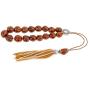 Brown Nutmeg Seed, Handmade Greek Worry Beads or Komboloi with Alpaca Metal Parts on Pure Silk Cord & Tassel, Length 34cm (13.4)