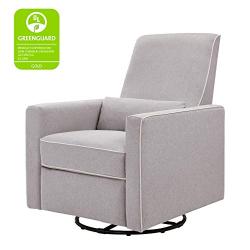 DaVinci Piper Upholstered Recliner and Swivel Glider in Grey with Cream Piping, Greenguard Gold Certified