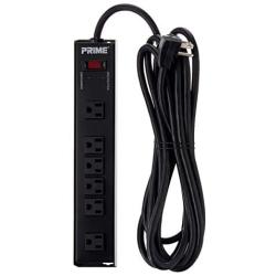 Monoprice 127856 6 Outlet Heavy Duty Metal Surge Protector Power Strip - Black - 15ft Cord | ETL Rated 1,150 Joules with Grounded and Protected Light Indicator