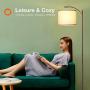 Addlon Floor Lamp for Living Room with Lamp Shade and 9W LED Bulb Modern Standing Lamp Floor Lamps for Bedrooms, Brown