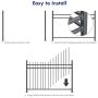 XCEL - Black Steel Anti-Rust Fence Panel - Flat End Picket - 6.5ft W x 5ft H - Easy Installation Kit, Outdoor Residential Fencing for Yard, Garden, Concrete, 3-Rail Metal Fence, Include a Fence Post