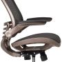 Flash Furniture Mid-Back Transparent Black Mesh Drafting Chair with Melrose Gold Frame and Flip-Up Arms