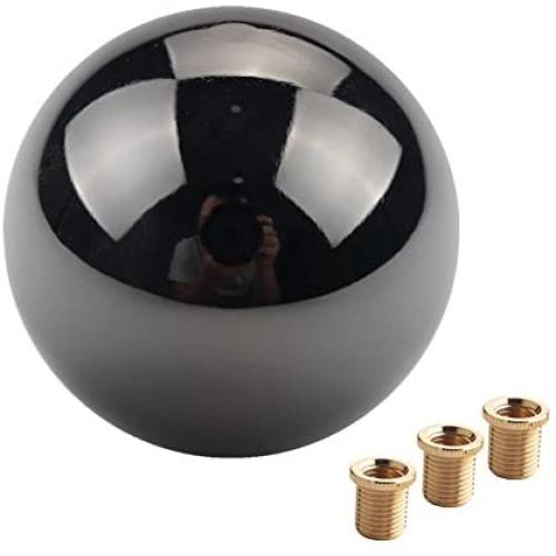 DEWHEL JDM Gun-Black Nickel Round Shift Knob for Both Manual or Automatic Fit Acura Honda Mazda Nissan Toyota 5-Speed 6-Speed