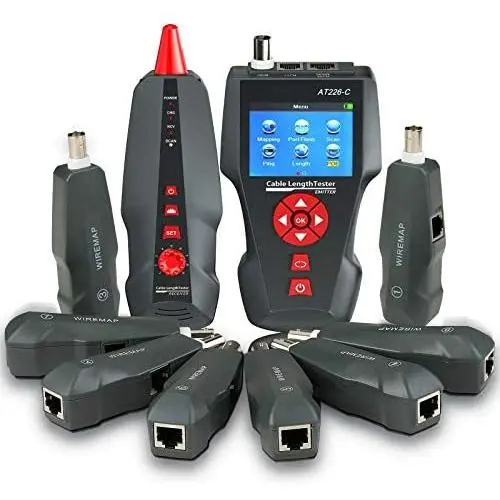 Network Cable Tester, Wire Tracker with For Multi-functional RJ45, RJ11, BNC, Metal Cable, PING, POE AT226-C