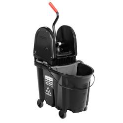 Rubbermaid Commercial WaveBrake 2.0 35 QT Down-Press Mop Bucket and Wringer, Black (1863898)