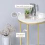 Round Side End Table with Marble Top&Gold Base, Modern Bedside Small Coffee Table for Bedroom Living Room, 16'' D 25'' H