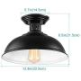 HMVPL Semi Flush Mount Ceiling Light Fixture, Farmhouse Black Close to Ceiling Lighting Industrial Decor Lamp for Kitchen Island Bedroom Living Room Foyer Hallway Entryway Office Closet